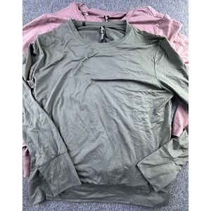 Lukka‎ Lux Shirt Womens Large Purple Gray Long Sleeve Pullover Stretch 2Pack New